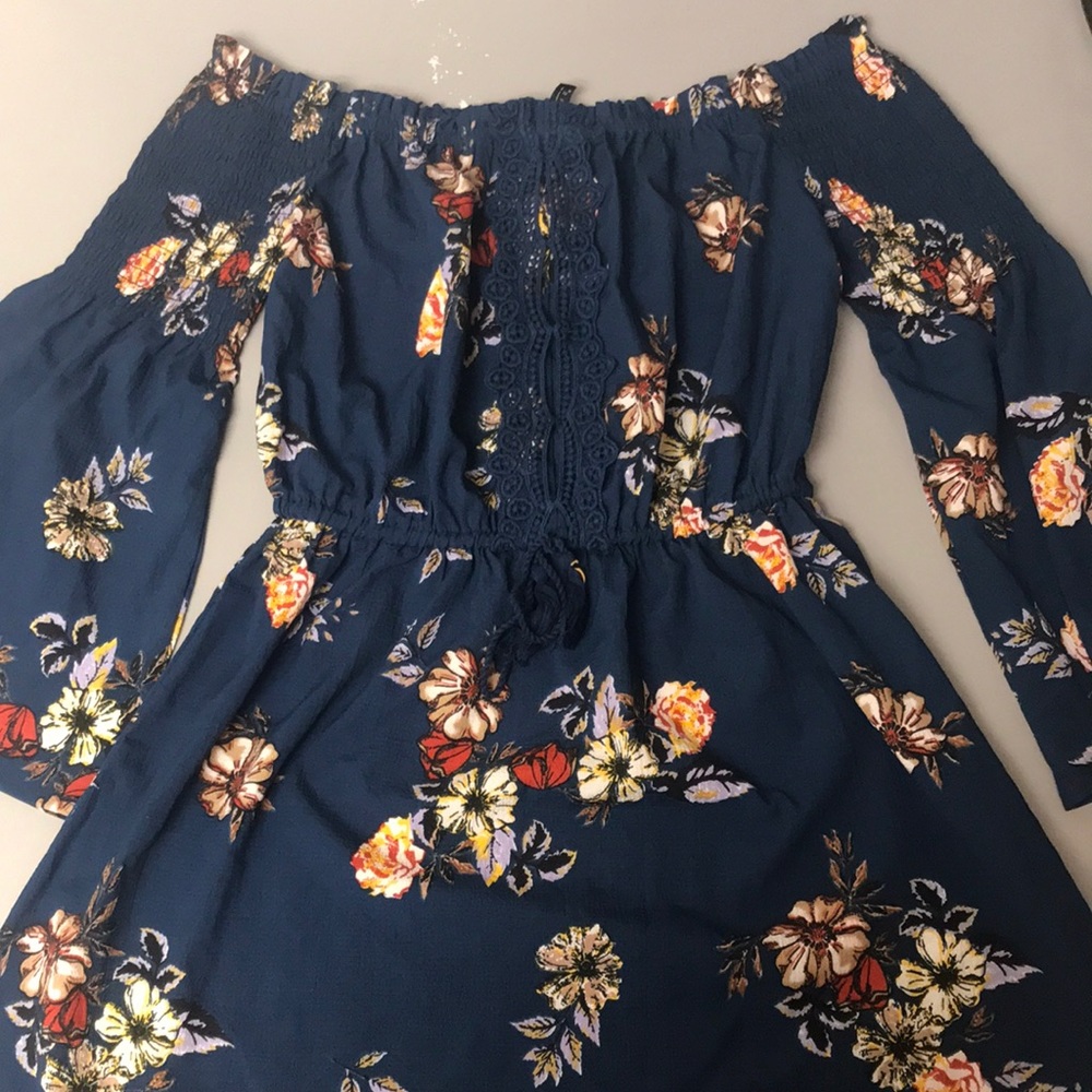 Off the Shoulder Blue Dress